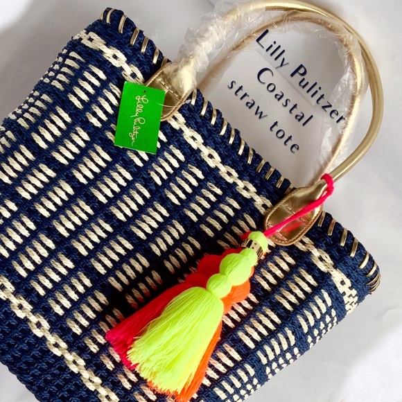 Lilly Pulitzer Handbags - Lilly Pulitzer Coastal Straw Tote NWT 💙